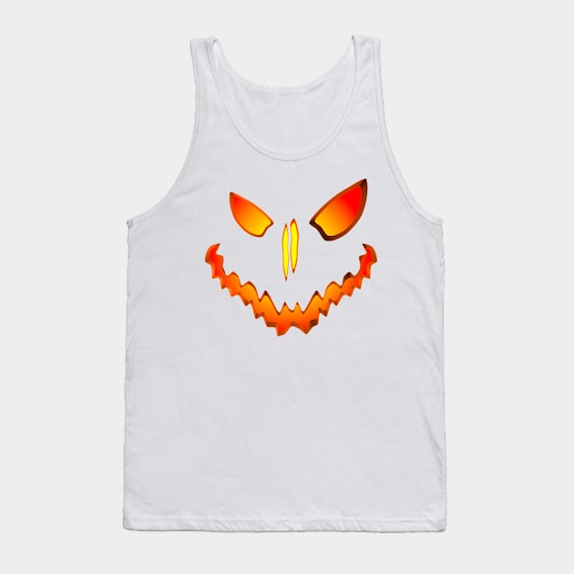 Spooky Jack O Lantern Face Tank Top by Packrat